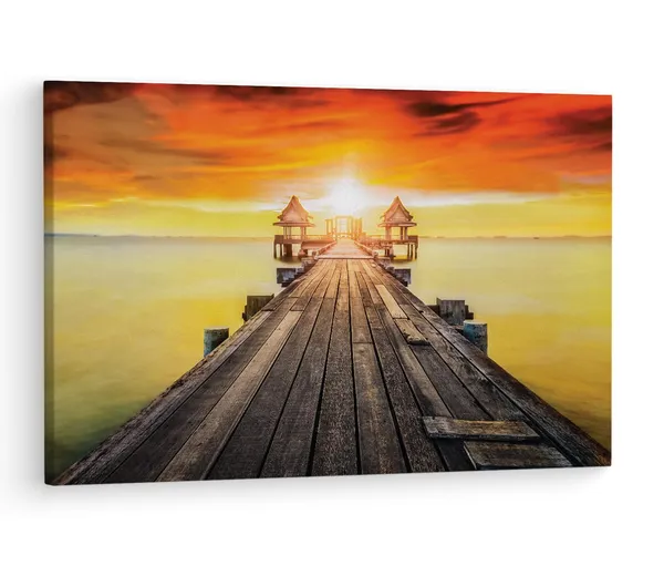 Multicolor_Wooded_Bridge_In_The_Port,_Wooden_Framed_Canvas_Paintings_|_For_Living_Room_|_Bedroom_|_Office_|_Gallery_|_Ready_Wall_Mount_Canvas_Wall_Art_Painting_|_Size_-_12_X_18In,_Ct0692