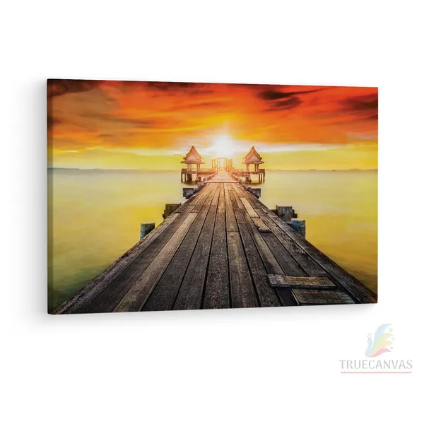 Multicolor_Wooded_Bridge_In_The_Port,_Wooden_Framed_Canvas_Paintings_|_For_Living_Room_|_Bedroom_|_Office_|_Gallery_|_Ready_Wall_Mount_Canvas_Wall_Art_Painting_|_Size_-_12_X_18In,_Ct0692