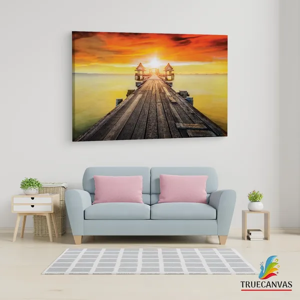 Multicolor_Wooded_Bridge_In_The_Port,_Wooden_Framed_Canvas_Paintings_|_For_Living_Room_|_Bedroom_|_Office_|_Gallery_|_Ready_Wall_Mount_Canvas_Wall_Art_Painting_|_Size_-_12_X_18In,_Ct0692