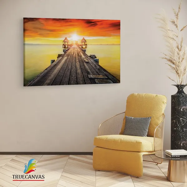 Multicolor_Wooded_Bridge_In_The_Port,_Wooden_Framed_Canvas_Paintings_|_For_Living_Room_|_Bedroom_|_Office_|_Gallery_|_Ready_Wall_Mount_Canvas_Wall_Art_Painting_|_Size_-_12_X_18In,_Ct0692