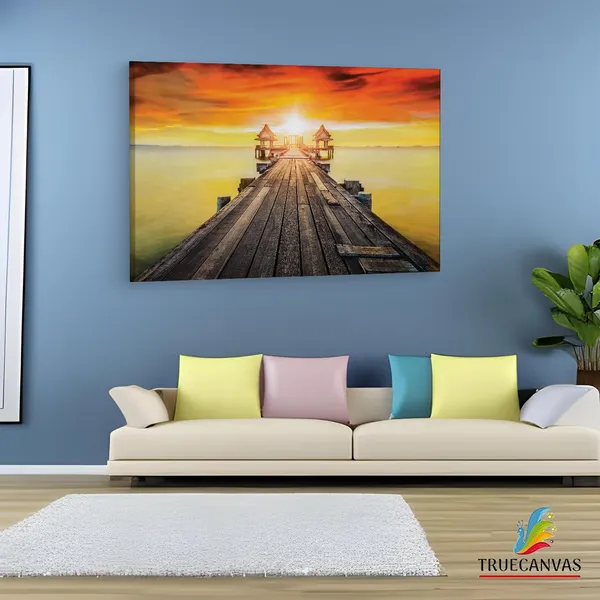Multicolor_Wooded_Bridge_In_The_Port,_Wooden_Framed_Canvas_Paintings_|_For_Living_Room_|_Bedroom_|_Office_|_Gallery_|_Ready_Wall_Mount_Canvas_Wall_Art_Painting_|_Size_-_12_X_18In,_Ct0692