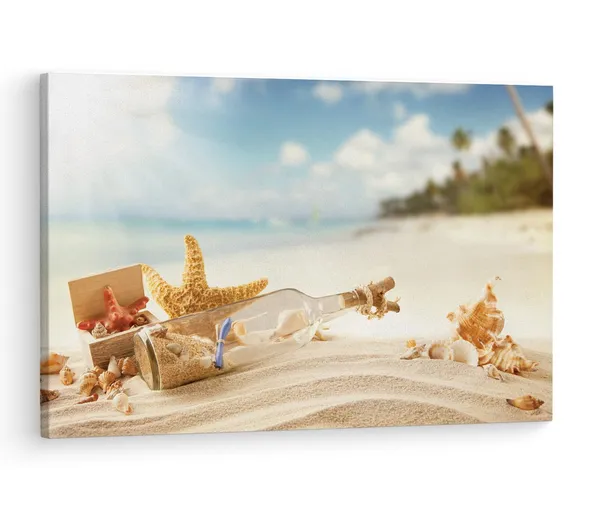 Multicolor_Beach_Seashell_Bottle,_Wooden_Framed_Canvas_Paintings_|_For_Living_Room_|_Bedroom_|_Office_|_Gallery_|_Ready_Wall_Mount_Canvas_Wall_Art_Painting_|_Size_-_12_X_18In,_Ct0696