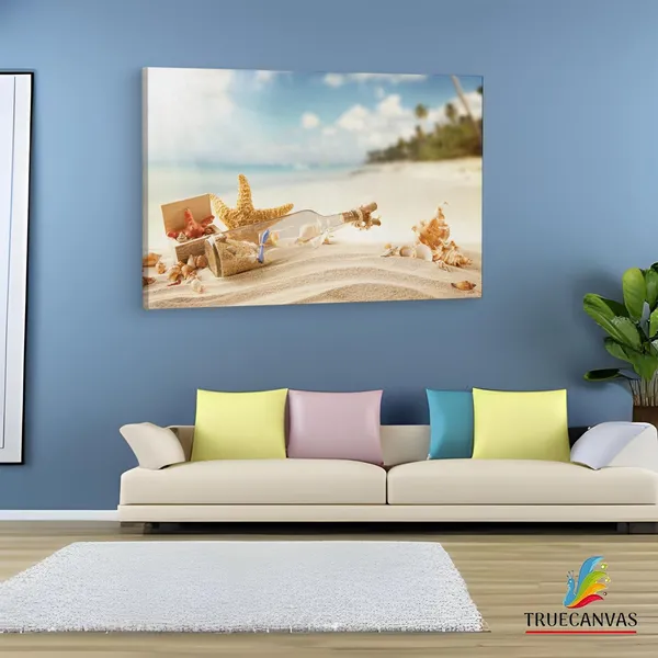 Multicolor_Beach_Seashell_Bottle,_Wooden_Framed_Canvas_Paintings_|_For_Living_Room_|_Bedroom_|_Office_|_Gallery_|_Ready_Wall_Mount_Canvas_Wall_Art_Painting_|_Size_-_12_X_18In,_Ct0696