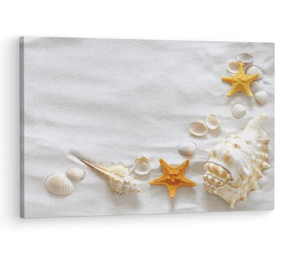 Multicolor_Yopriceville_Sand_And_Shells,_Wooden_Framed_Canvas_Paintings_|_For_Living_Room_|_Bedroom_|_Office_|_Gallery_|_Ready_Wall_Mount_Canvas_Wall_Art_Painting_|_Size_-_12_X_18In,_Ct0697