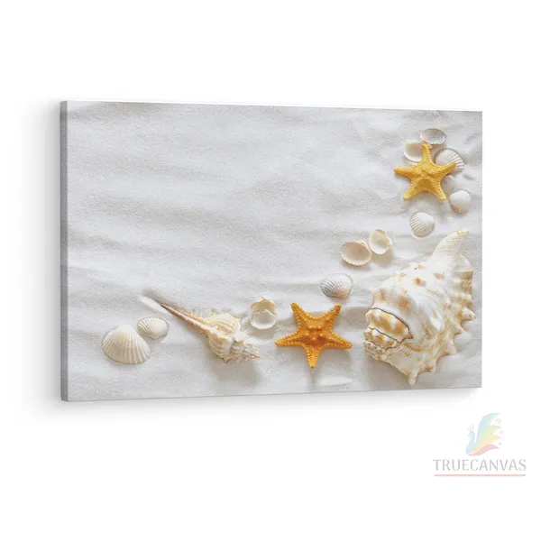 Multicolor_Yopriceville_Sand_And_Shells,_Wooden_Framed_Canvas_Paintings_|_For_Living_Room_|_Bedroom_|_Office_|_Gallery_|_Ready_Wall_Mount_Canvas_Wall_Art_Painting_|_Size_-_12_X_18In,_Ct0697