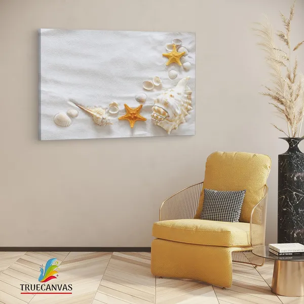 Multicolor_Yopriceville_Sand_And_Shells,_Wooden_Framed_Canvas_Paintings_|_For_Living_Room_|_Bedroom_|_Office_|_Gallery_|_Ready_Wall_Mount_Canvas_Wall_Art_Painting_|_Size_-_12_X_18In,_Ct0697