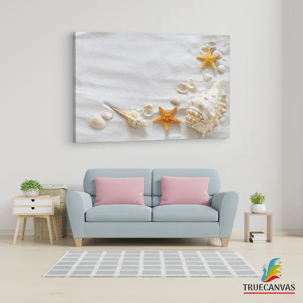 Multicolor_Yopriceville_Sand_And_Shells,_Wooden_Framed_Canvas_Paintings_|_For_Living_Room_|_Bedroom_|_Office_|_Gallery_|_Ready_Wall_Mount_Canvas_Wall_Art_Painting_|_Size_-_12_X_18In,_Ct0697