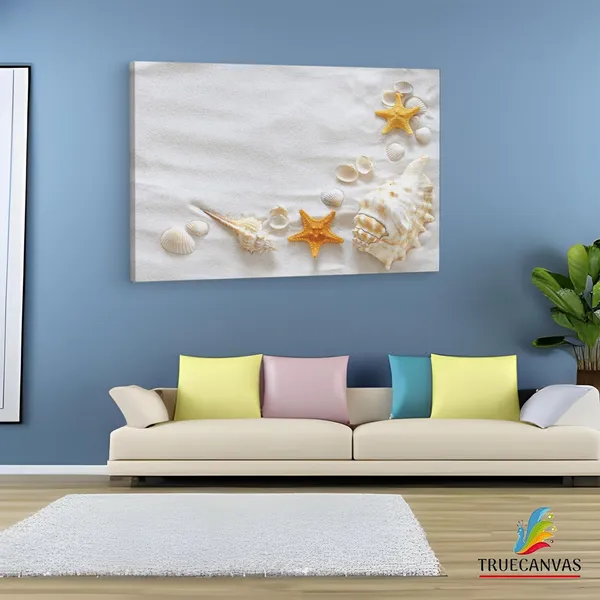 Multicolor_Yopriceville_Sand_And_Shells,_Wooden_Framed_Canvas_Paintings_|_For_Living_Room_|_Bedroom_|_Office_|_Gallery_|_Ready_Wall_Mount_Canvas_Wall_Art_Painting_|_Size_-_12_X_18In,_Ct0697