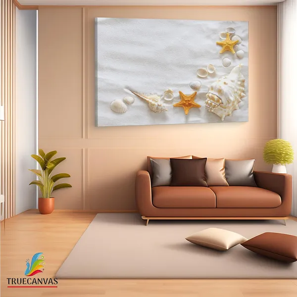 Multicolor_Yopriceville_Sand_And_Shells,_Wooden_Framed_Canvas_Paintings_|_For_Living_Room_|_Bedroom_|_Office_|_Gallery_|_Ready_Wall_Mount_Canvas_Wall_Art_Painting_|_Size_-_12_X_18In,_Ct0697