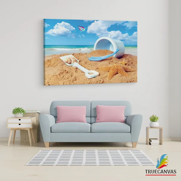 Multicolor_Beach_Scene_Bucket_And_Spade,_Wooden_Framed_Canvas_Paintings_|_For_Living_Room_|_Bedroom_|_Office_|_Gallery_|_Ready_Wall_Mount_Canvas_Wall_Art_Painting_|_Size_-_12_X_18In,_Ct0699