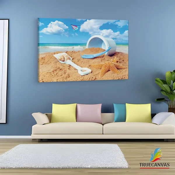 Multicolor_Beach_Scene_Bucket_And_Spade,_Wooden_Framed_Canvas_Paintings_|_For_Living_Room_|_Bedroom_|_Office_|_Gallery_|_Ready_Wall_Mount_Canvas_Wall_Art_Painting_|_Size_-_12_X_18In,_Ct0699