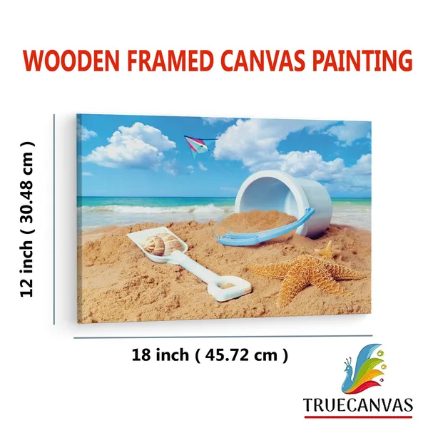 Multicolor_Beach_Scene_Bucket_And_Spade,_Wooden_Framed_Canvas_Paintings_|_For_Living_Room_|_Bedroom_|_Office_|_Gallery_|_Ready_Wall_Mount_Canvas_Wall_Art_Painting_|_Size_-_12_X_18In,_Ct0699