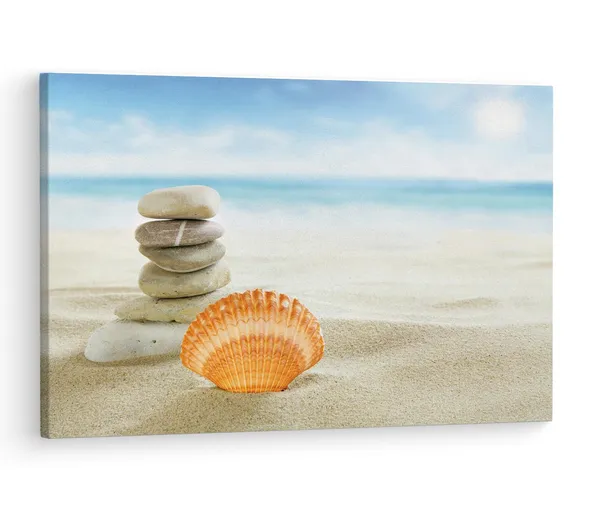 Multicolor_Golden_Sand_Beach_Shell,_Wooden_Framed_Canvas_Paintings_|_For_Living_Room_|_Bedroom_|_Office_|_Gallery_|_Ready_Wall_Mount_Canvas_Wall_Art_Painting_|_Size_-_12_X_18In,_Ct0700