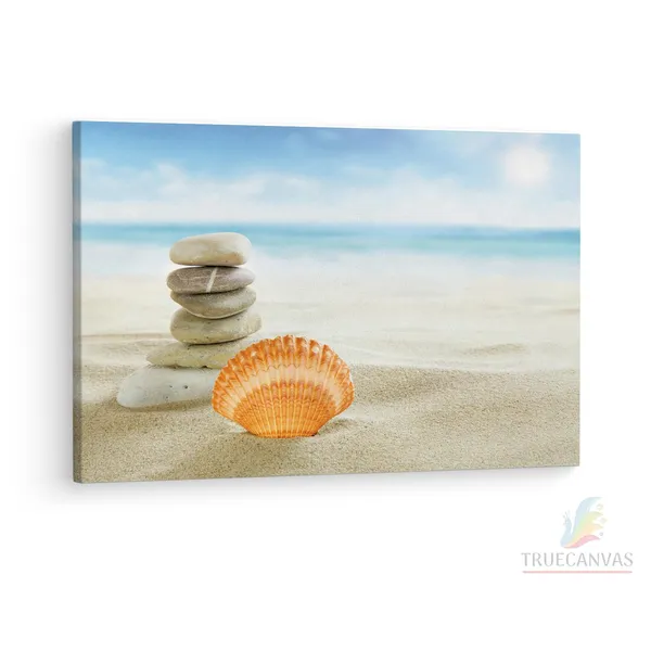 Multicolor_Golden_Sand_Beach_Shell,_Wooden_Framed_Canvas_Paintings_|_For_Living_Room_|_Bedroom_|_Office_|_Gallery_|_Ready_Wall_Mount_Canvas_Wall_Art_Painting_|_Size_-_12_X_18In,_Ct0700