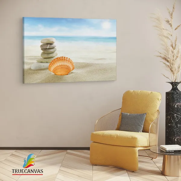 Multicolor_Golden_Sand_Beach_Shell,_Wooden_Framed_Canvas_Paintings_|_For_Living_Room_|_Bedroom_|_Office_|_Gallery_|_Ready_Wall_Mount_Canvas_Wall_Art_Painting_|_Size_-_12_X_18In,_Ct0700