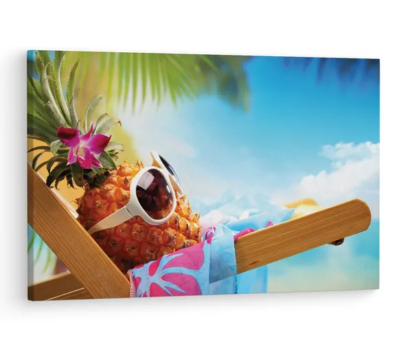 Multicolor_Beach_Party_Starfish_Pineapple,_Wooden_Framed_Canvas_Paintings_|_For_Living_Room_|_Bedroom_|_Office_|_Gallery_|_Ready_Wall_Mount_Canvas_Wall_Art_Painting_|_Size_-_12_X_18In,_Ct0704