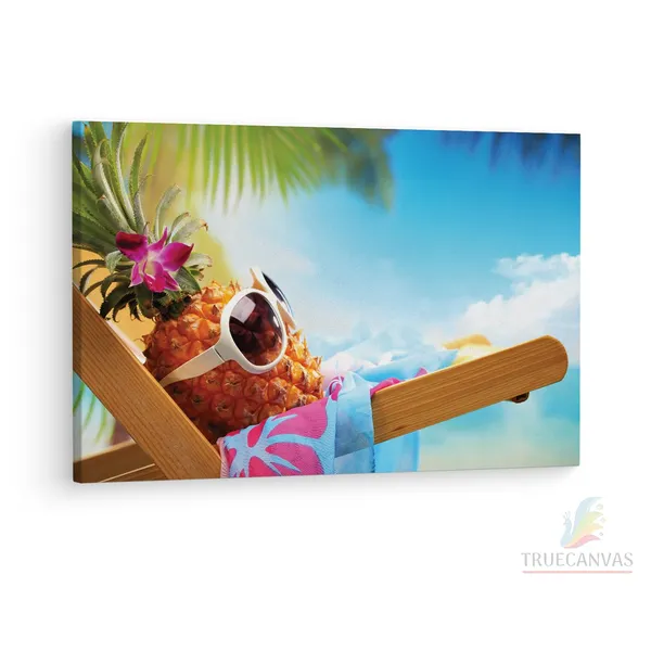 Multicolor_Beach_Party_Starfish_Pineapple,_Wooden_Framed_Canvas_Paintings_|_For_Living_Room_|_Bedroom_|_Office_|_Gallery_|_Ready_Wall_Mount_Canvas_Wall_Art_Painting_|_Size_-_12_X_18In,_Ct0704