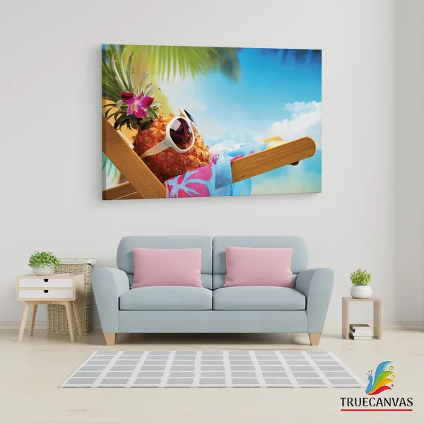 Multicolor_Beach_Party_Starfish_Pineapple,_Wooden_Framed_Canvas_Paintings_|_For_Living_Room_|_Bedroom_|_Office_|_Gallery_|_Ready_Wall_Mount_Canvas_Wall_Art_Painting_|_Size_-_12_X_18In,_Ct0704