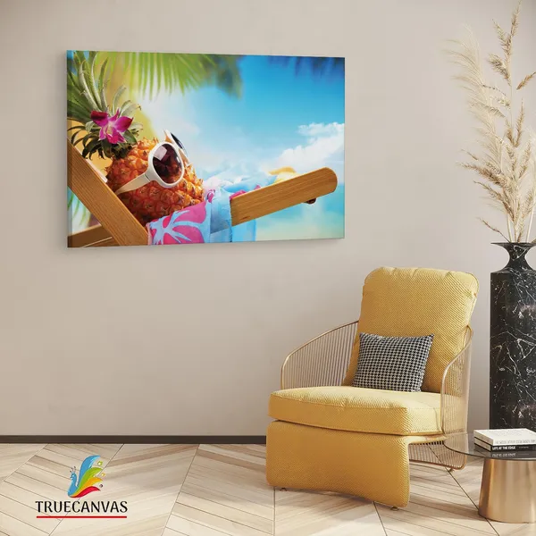 Multicolor_Beach_Party_Starfish_Pineapple,_Wooden_Framed_Canvas_Paintings_|_For_Living_Room_|_Bedroom_|_Office_|_Gallery_|_Ready_Wall_Mount_Canvas_Wall_Art_Painting_|_Size_-_12_X_18In,_Ct0704