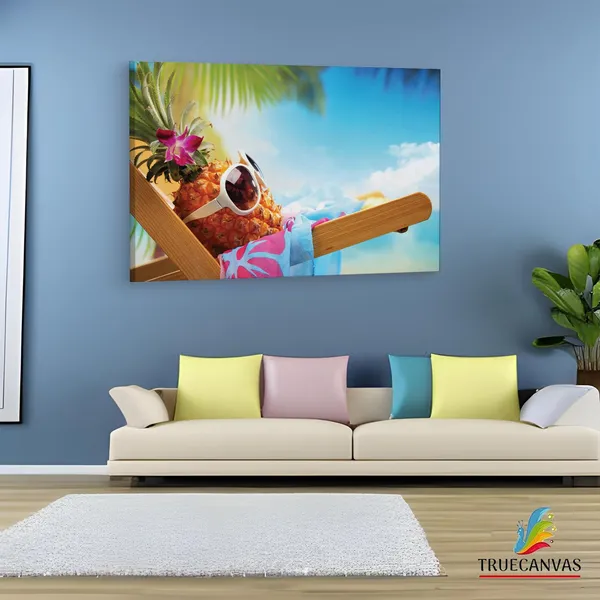 Multicolor_Beach_Party_Starfish_Pineapple,_Wooden_Framed_Canvas_Paintings_|_For_Living_Room_|_Bedroom_|_Office_|_Gallery_|_Ready_Wall_Mount_Canvas_Wall_Art_Painting_|_Size_-_12_X_18In,_Ct0704