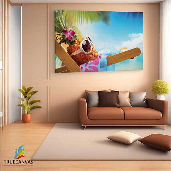 Multicolor_Beach_Party_Starfish_Pineapple,_Wooden_Framed_Canvas_Paintings_|_For_Living_Room_|_Bedroom_|_Office_|_Gallery_|_Ready_Wall_Mount_Canvas_Wall_Art_Painting_|_Size_-_12_X_18In,_Ct0704