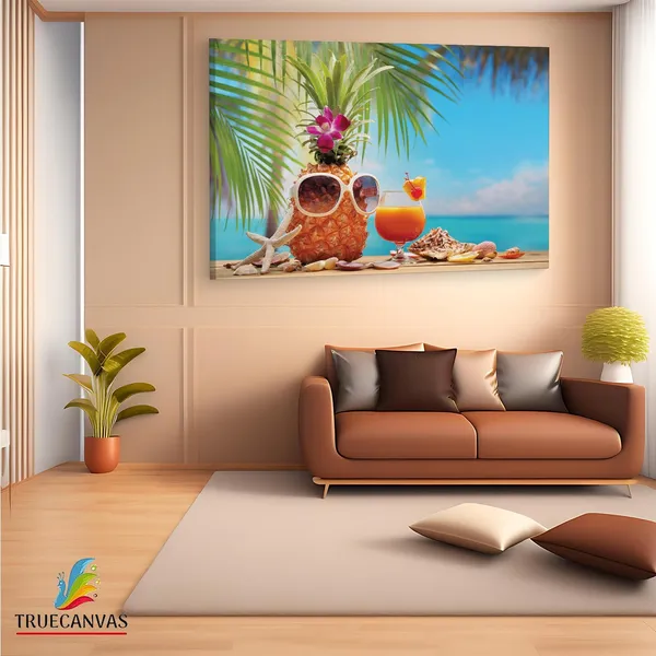 Multicolor_Ms_Ananas_Cup_Cocktail_On_Beach,_Wooden_Framed_Canvas_Paintings_|_For_Living_Room_|_Bedroom_|_Office_|_Gallery_|_Ready_Wall_Mount_Canvas_Wall_Art_Painting_|_Size_-_12_X_18In,_Ct0705