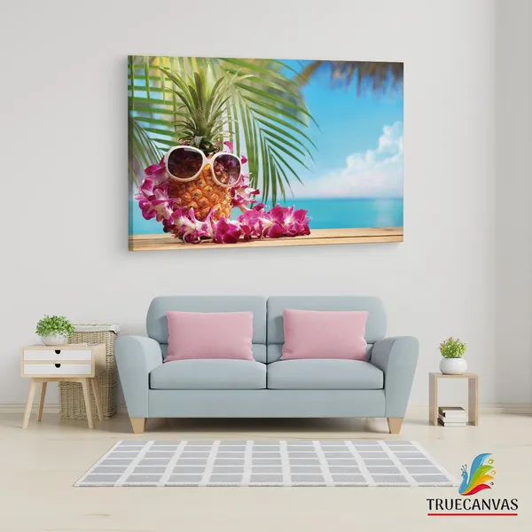 Multicolor_Beach_Party_Starfish_Pineapple,_Wooden_Framed_Canvas_Paintings_|_For_Living_Room_|_Bedroom_|_Office_|_Gallery_|_Ready_Wall_Mount_Canvas_Wall_Art_Painting_|_Size_-_12_X_18In,_Ct0706