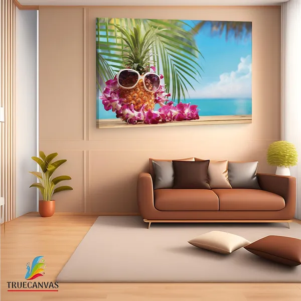 Multicolor_Beach_Party_Starfish_Pineapple,_Wooden_Framed_Canvas_Paintings_|_For_Living_Room_|_Bedroom_|_Office_|_Gallery_|_Ready_Wall_Mount_Canvas_Wall_Art_Painting_|_Size_-_12_X_18In,_Ct0706