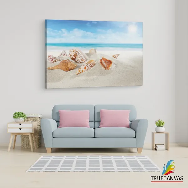 Multicolor_Seashell_Beach,_Wooden_Framed_Canvas_Paintings_|_For_Living_Room_|_Bedroom_|_Office_|_Gallery_|_Ready_Wall_Mount_Canvas_Wall_Art_Painting_|_Size_-_12_X_18In,_Ct0709