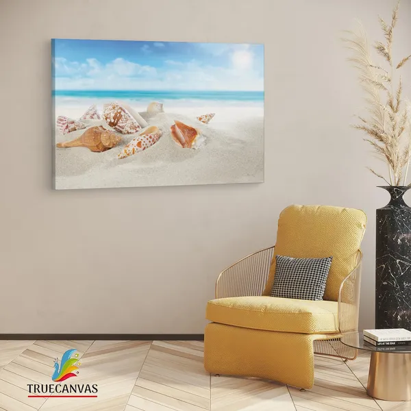 Multicolor_Seashell_Beach,_Wooden_Framed_Canvas_Paintings_|_For_Living_Room_|_Bedroom_|_Office_|_Gallery_|_Ready_Wall_Mount_Canvas_Wall_Art_Painting_|_Size_-_12_X_18In,_Ct0709