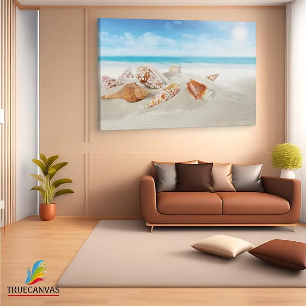 Multicolor_Seashell_Beach,_Wooden_Framed_Canvas_Paintings_|_For_Living_Room_|_Bedroom_|_Office_|_Gallery_|_Ready_Wall_Mount_Canvas_Wall_Art_Painting_|_Size_-_12_X_18In,_Ct0709