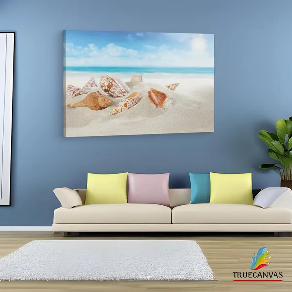 Multicolor_Seashell_Beach,_Wooden_Framed_Canvas_Paintings_|_For_Living_Room_|_Bedroom_|_Office_|_Gallery_|_Ready_Wall_Mount_Canvas_Wall_Art_Painting_|_Size_-_12_X_18In,_Ct0709