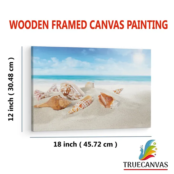 Multicolor_Seashell_Beach,_Wooden_Framed_Canvas_Paintings_|_For_Living_Room_|_Bedroom_|_Office_|_Gallery_|_Ready_Wall_Mount_Canvas_Wall_Art_Painting_|_Size_-_12_X_18In,_Ct0709