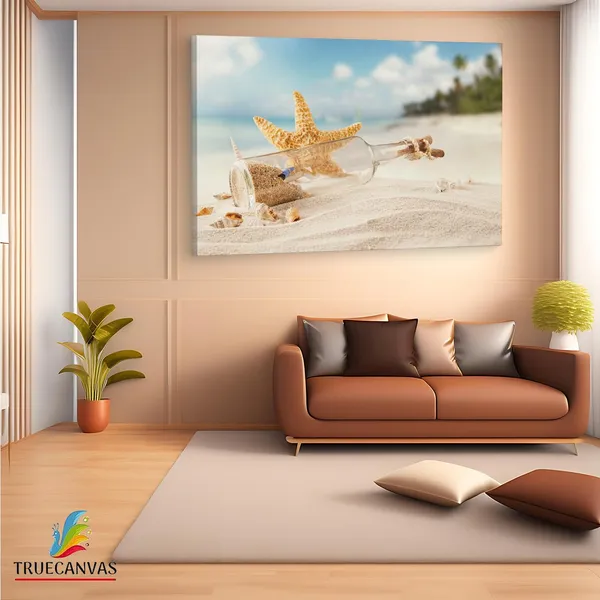 Multicolor_Beach_Seashell_Bottle,_Wooden_Framed_Canvas_Paintings_|_For_Living_Room_|_Bedroom_|_Office_|_Gallery_|_Ready_Wall_Mount_Canvas_Wall_Art_Painting_|_Size_-_12_X_18In,_Ct0712