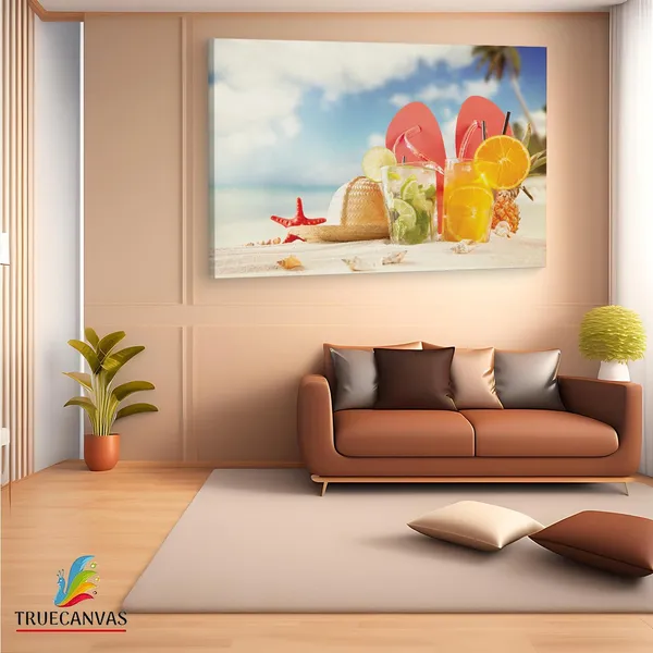 Multicolor_Tropical_Sunset_Fruit_Beach,_Wooden_Framed_Canvas_Paintings_|_For_Living_Room_|_Bedroom_|_Office_|_Gallery_|_Ready_Wall_Mount_Canvas_Wall_Art_Painting_|_Size_-_12_X_18In,_Ct0714