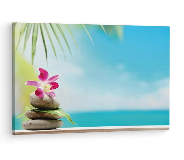 Multicolor_Beach_Spa_Beauty_Flowers_Stones,_Wooden_Framed_Canvas_Paintings_|_For_Living_Room_|_Bedroom_|_Office_|_Gallery_|_Ready_Wall_Mount_Canvas_Wall_Art_Painting_|_Size_-_12_X_18In,_Ct0716