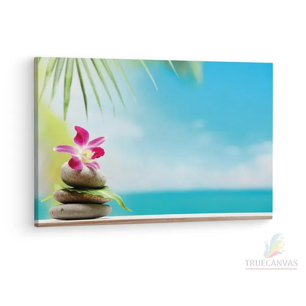 Multicolor_Beach_Spa_Beauty_Flowers_Stones,_Wooden_Framed_Canvas_Paintings_|_For_Living_Room_|_Bedroom_|_Office_|_Gallery_|_Ready_Wall_Mount_Canvas_Wall_Art_Painting_|_Size_-_12_X_18In,_Ct0716