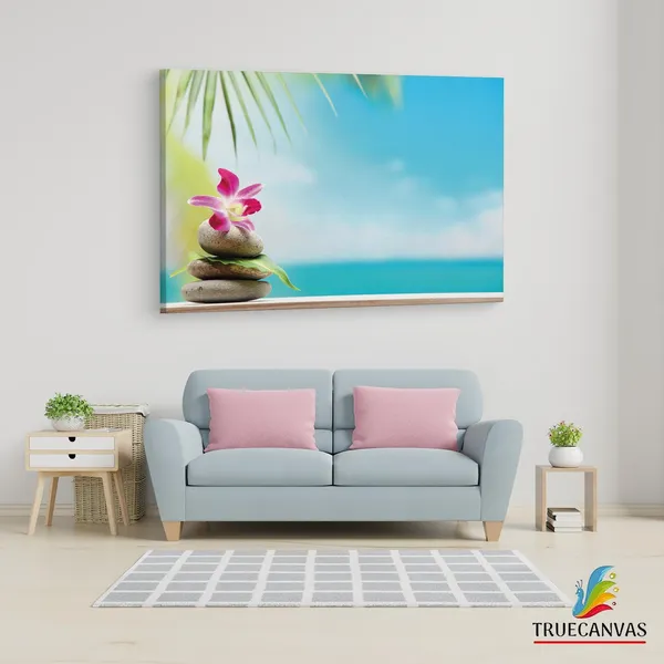 Multicolor_Beach_Spa_Beauty_Flowers_Stones,_Wooden_Framed_Canvas_Paintings_|_For_Living_Room_|_Bedroom_|_Office_|_Gallery_|_Ready_Wall_Mount_Canvas_Wall_Art_Painting_|_Size_-_12_X_18In,_Ct0716