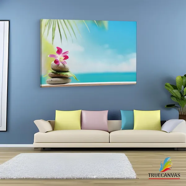 Multicolor_Beach_Spa_Beauty_Flowers_Stones,_Wooden_Framed_Canvas_Paintings_|_For_Living_Room_|_Bedroom_|_Office_|_Gallery_|_Ready_Wall_Mount_Canvas_Wall_Art_Painting_|_Size_-_12_X_18In,_Ct0716