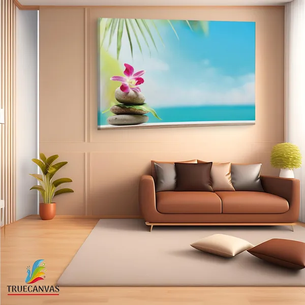Multicolor_Beach_Spa_Beauty_Flowers_Stones,_Wooden_Framed_Canvas_Paintings_|_For_Living_Room_|_Bedroom_|_Office_|_Gallery_|_Ready_Wall_Mount_Canvas_Wall_Art_Painting_|_Size_-_12_X_18In,_Ct0716