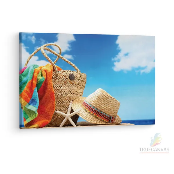 Multicolor_Beach_Accessories_On_Tropical,_Wooden_Framed_Canvas_Paintings_|_For_Living_Room_|_Bedroom_|_Office_|_Gallery_|_Ready_Wall_Mount_Canvas_Wall_Art_Painting_|_Size_-_12_X_18In,_Ct0718