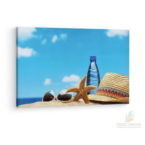 Multicolor_Cool_Summer,_Bottle,_Starfish,_Wooden_Framed_Canvas_Paintings_|_For_Living_Room_|_Bedroom_|_Office_|_Gallery_|_Ready_Wall_Mount_Canvas_Wall_Art_Painting_|_Size_-_12_X_18In,_Ct0720