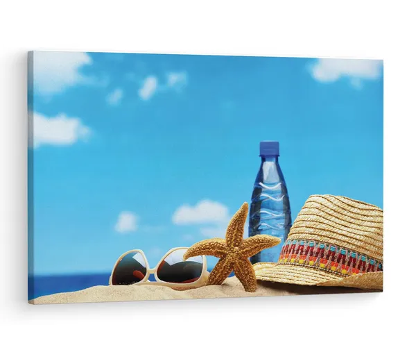 Multicolor_Cool_Summer,_Bottle,_Starfish,_Wooden_Framed_Canvas_Paintings_|_For_Living_Room_|_Bedroom_|_Office_|_Gallery_|_Ready_Wall_Mount_Canvas_Wall_Art_Painting_|_Size_-_12_X_18In,_Ct0720