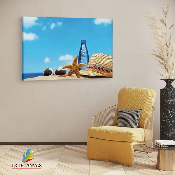 Multicolor_Cool_Summer,_Bottle,_Starfish,_Wooden_Framed_Canvas_Paintings_|_For_Living_Room_|_Bedroom_|_Office_|_Gallery_|_Ready_Wall_Mount_Canvas_Wall_Art_Painting_|_Size_-_12_X_18In,_Ct0720
