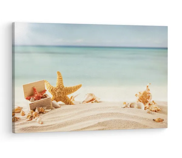 Multicolor_Beach_Sand_Starfish,_Wooden_Framed_Canvas_Paintings_|_For_Living_Room_|_Bedroom_|_Office_|_Gallery_|_Ready_Wall_Mount_Canvas_Wall_Art_Painting_|_Size_-_12_X_18In,_Ct0723