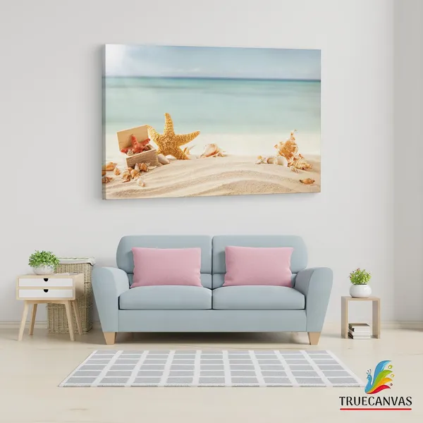Multicolor_Beach_Sand_Starfish,_Wooden_Framed_Canvas_Paintings_|_For_Living_Room_|_Bedroom_|_Office_|_Gallery_|_Ready_Wall_Mount_Canvas_Wall_Art_Painting_|_Size_-_12_X_18In,_Ct0723