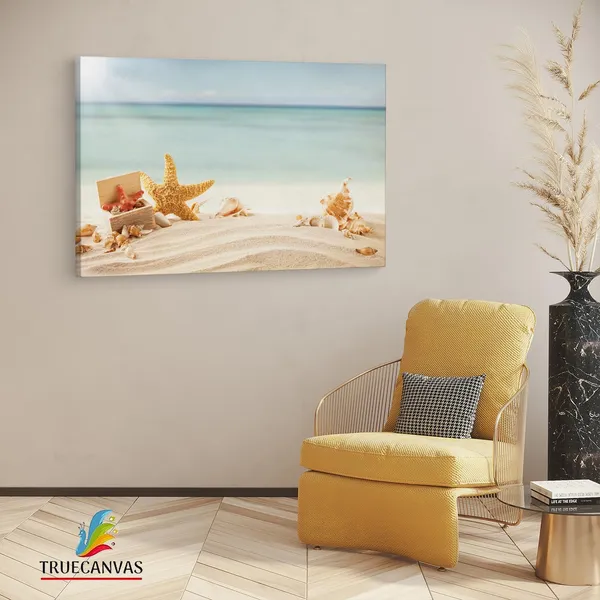 Multicolor_Beach_Sand_Starfish,_Wooden_Framed_Canvas_Paintings_|_For_Living_Room_|_Bedroom_|_Office_|_Gallery_|_Ready_Wall_Mount_Canvas_Wall_Art_Painting_|_Size_-_12_X_18In,_Ct0723