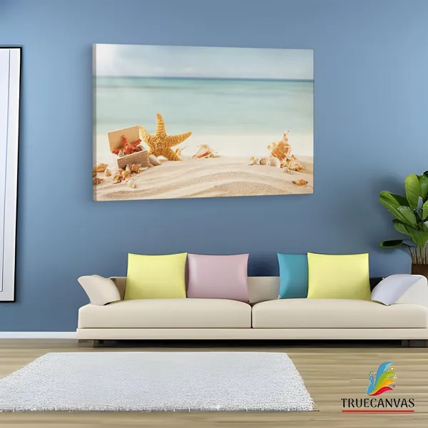 Multicolor_Beach_Sand_Starfish,_Wooden_Framed_Canvas_Paintings_|_For_Living_Room_|_Bedroom_|_Office_|_Gallery_|_Ready_Wall_Mount_Canvas_Wall_Art_Painting_|_Size_-_12_X_18In,_Ct0723