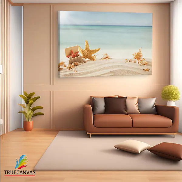 Multicolor_Beach_Sand_Starfish,_Wooden_Framed_Canvas_Paintings_|_For_Living_Room_|_Bedroom_|_Office_|_Gallery_|_Ready_Wall_Mount_Canvas_Wall_Art_Painting_|_Size_-_12_X_18In,_Ct0723