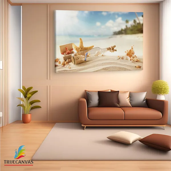 Multicolor_Beach_Seashell_Bottle,_Wooden_Framed_Canvas_Paintings_|_For_Living_Room_|_Bedroom_|_Office_|_Gallery_|_Ready_Wall_Mount_Canvas_Wall_Art_Painting_|_Size_-_12_X_18In,_Ct0726